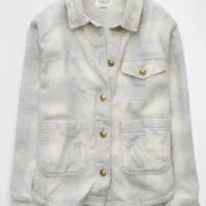 Aerie AE Overshirt Shacket Jacket Light Grey Size XS Blogger Favorite